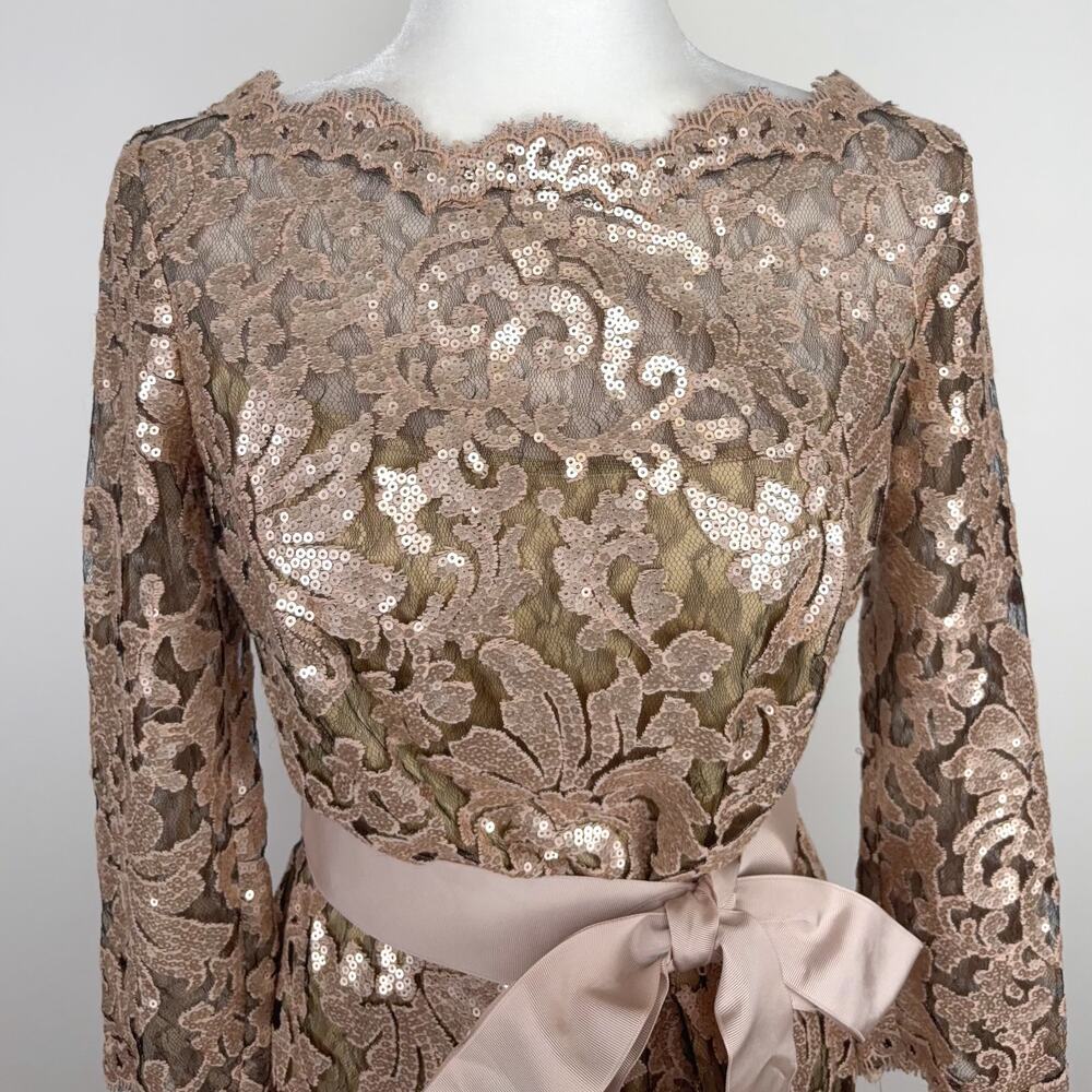 NWT Tadashi Shoji Paillette Embroidered Gown in Gisng Size 12 - Picture 4 of 16
